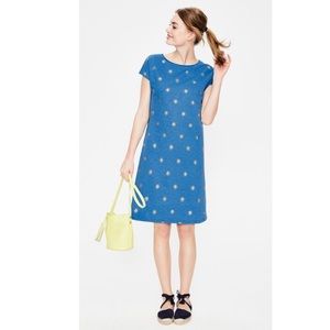 Boden Blue Mini Dress with Yellow Patterns
